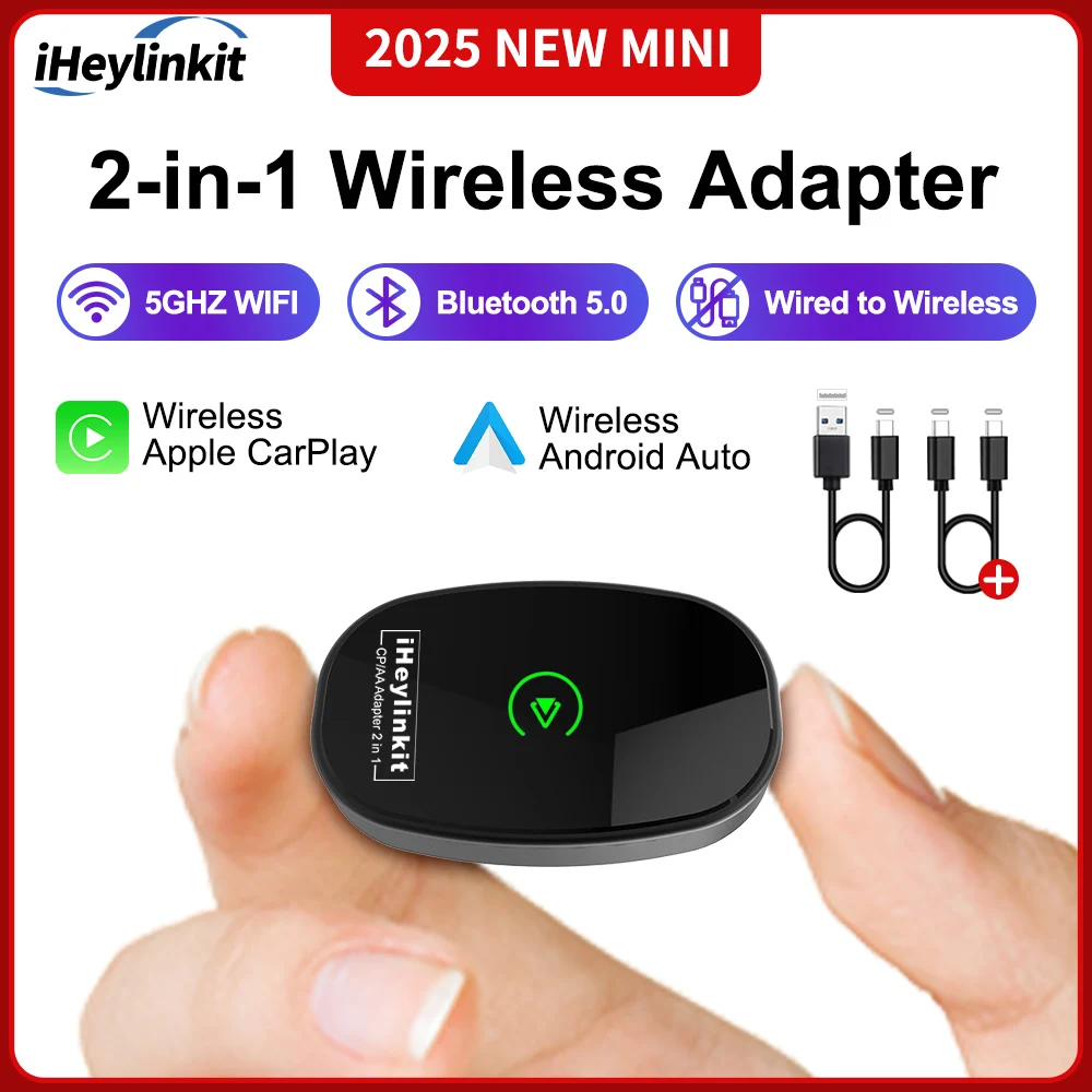 IHeylinkit Wireless Carplay Android Auto Wireless Adapter Dongle Activator Auto-connect Zinc Alloy Shell for Most Vehicle Models
