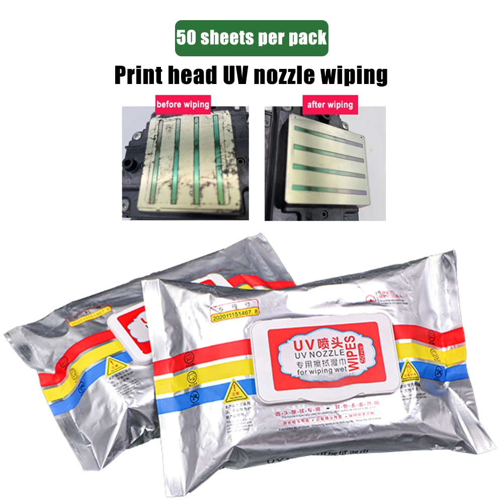 

Print Head Uv Nozzle Wiping Wet Wiper To Care Print Nozzle 50pcs Eco-Friendly Specially Used Biodegradable Environmental Easy