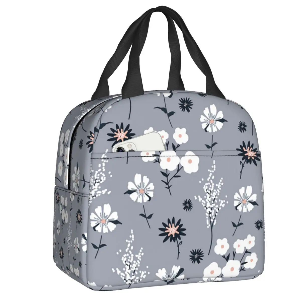 

Vintage Daisy Flowers Resuable Lunch Box Women Multifunction Thermal Cooler Food Insulated Lunch Bag Office Work