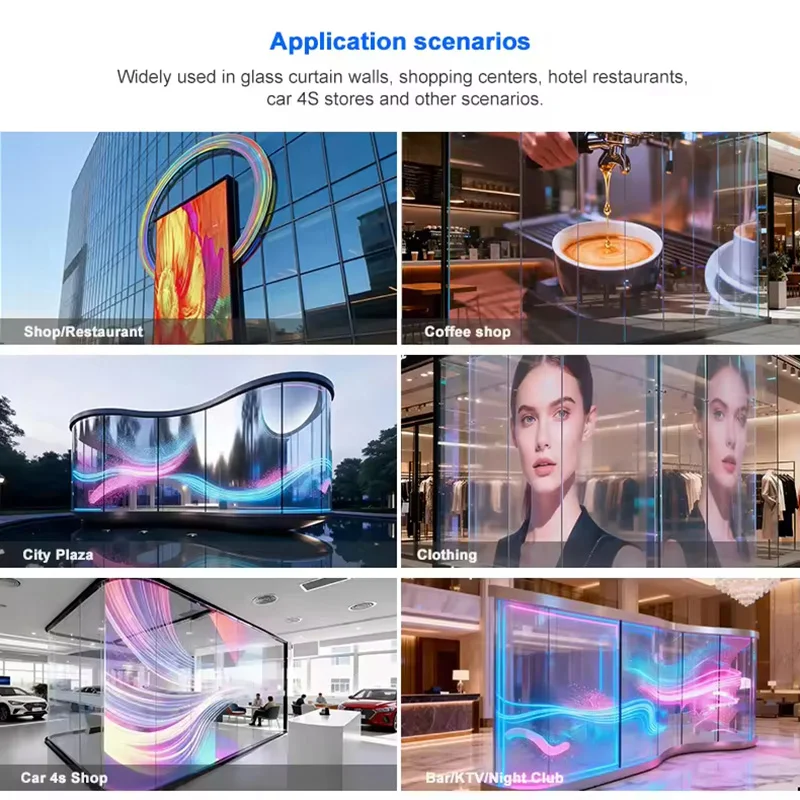 Flexible Transparent LED Display P6 P8 P10, Soft Curtain LED Screen, Foldable Transparent LED Video Window, High Transmittance 6