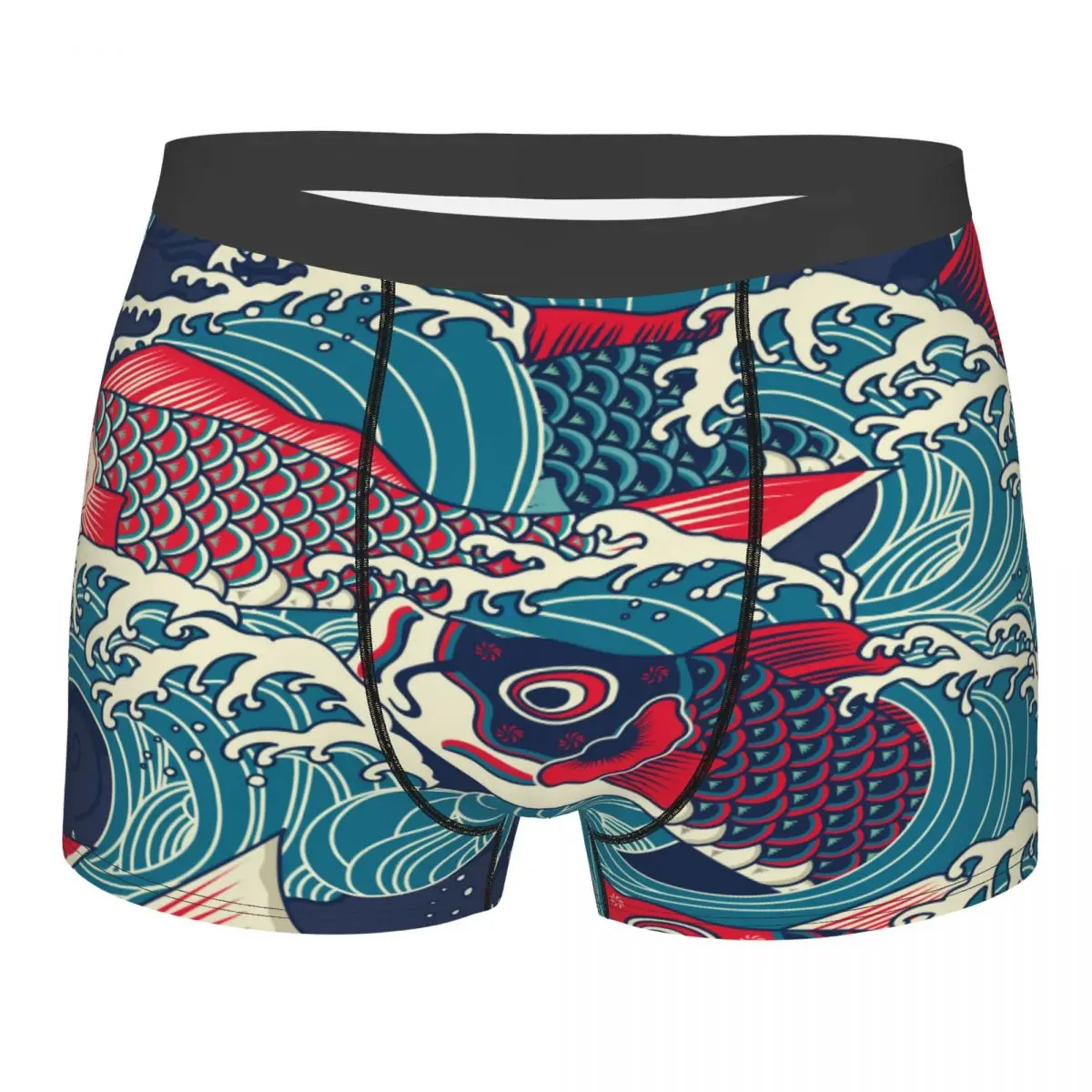 

Boxer Men Shorts Underwear Male Colorful Japanese Koicarp Fish In The Wave Boxershorts Panties Underpants Man Sexy