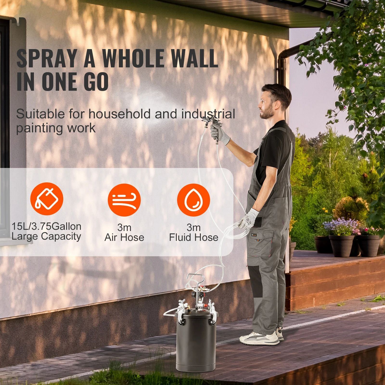 Steel Spray Paint Pressure Pot Tank 15L