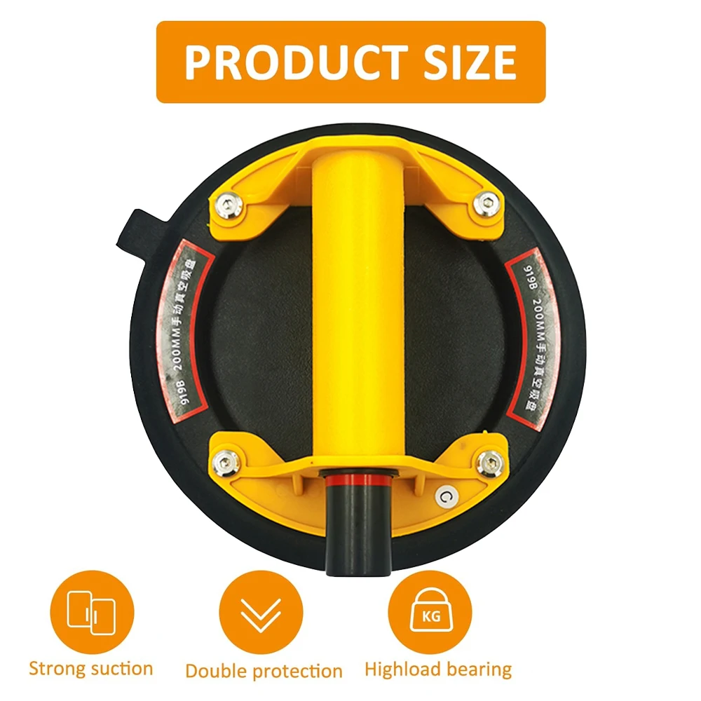 Vacuum Suction Cup 200kg Loading Capacity Heavy Duty Vacuum Spreader 8 Inch Cup for Tile Adsorption Granite Glass Lifting