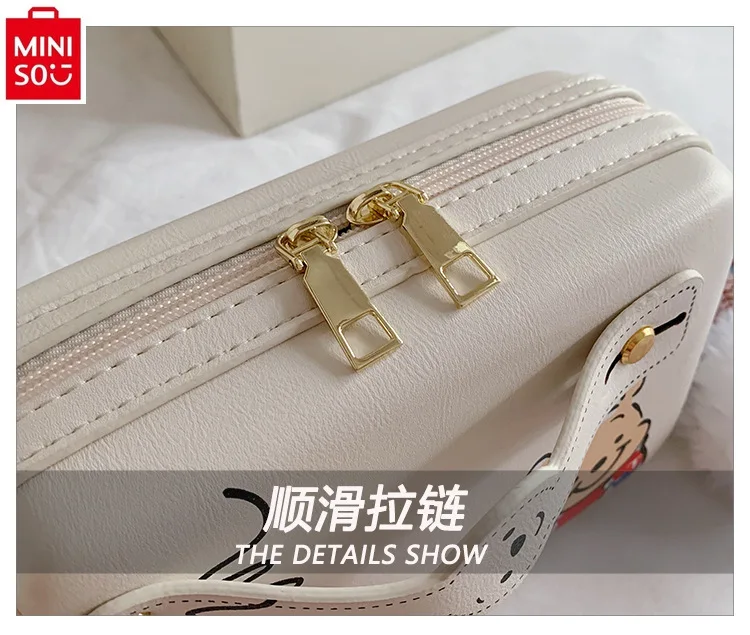 MINISO Disney Winnie Bear Fashion Crossbody Bag Student Cartoon Print Sweet Versatile Storage One Shoulder Small Square Bag