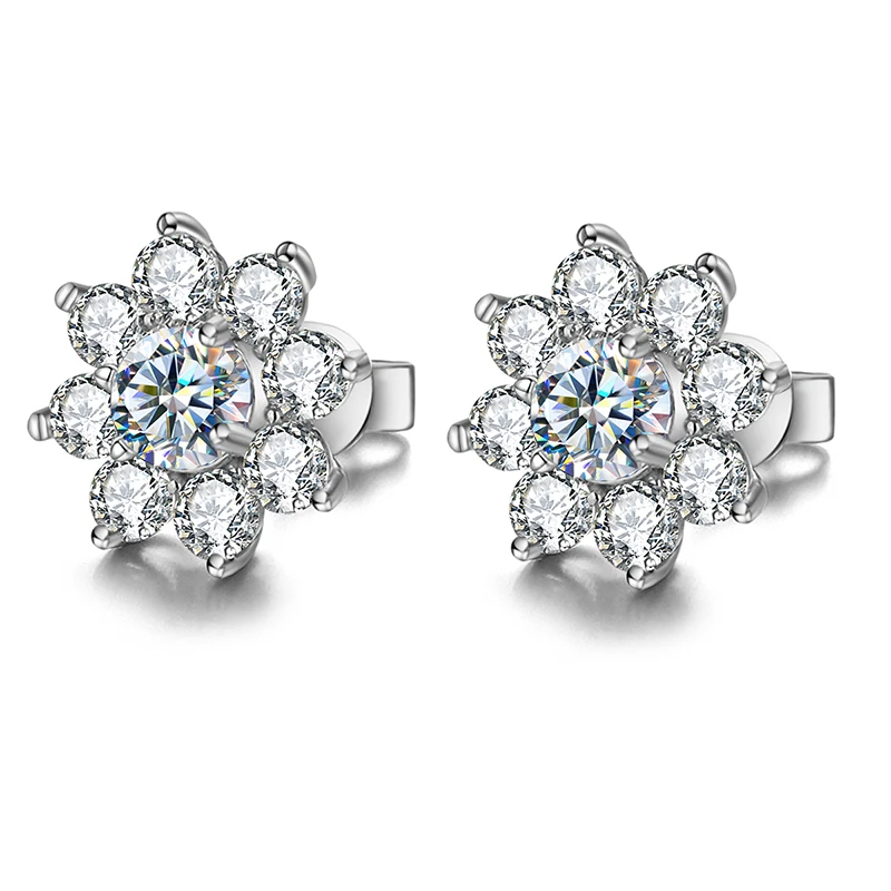 DW 0.5CT Moissanite Diamond Flower Stud Earrings for Women Real 925 Sterling Silver Solitaire Eternity Wedding Party Jewelry 3 DW 0.5CT Moissanite Diamond Flower Stud Earrings for Women Real 925 Sterling Silver Solitaire Eternity Wedding Party Jewelry 3
