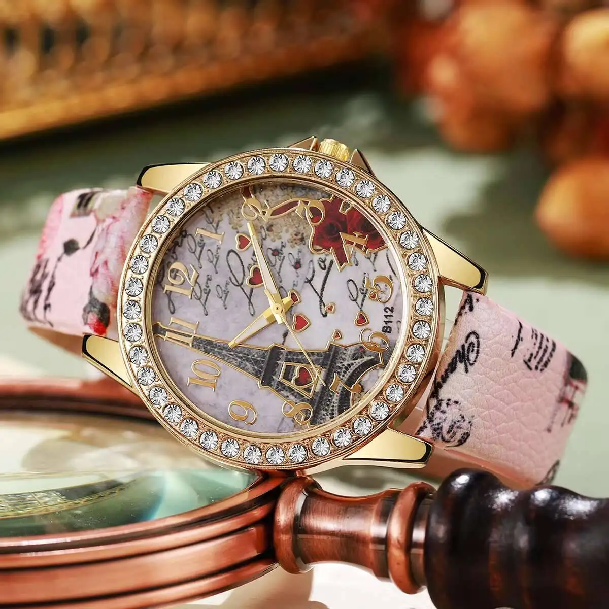 Fashion Flowers Women Watches Casual Leather Strap Analog Quartz Watch Reloj Mujer Girls Clock Gift Relogio Feminino - 6