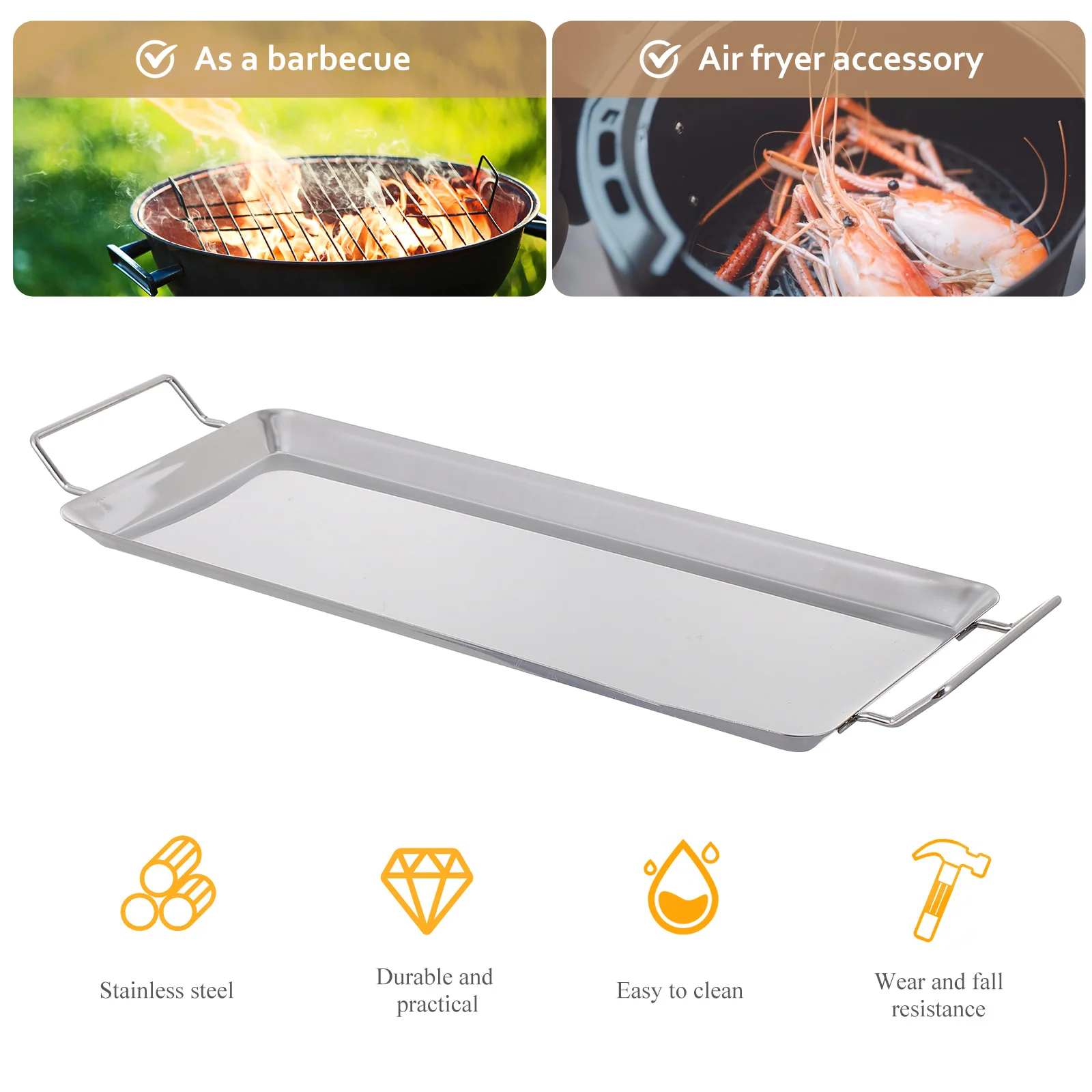 Stainless Steel Grill Plate Tray Universal Griddle Flat Top Plate Grill Bowl Accessories Bbq Charcoal Gas Grills Camping