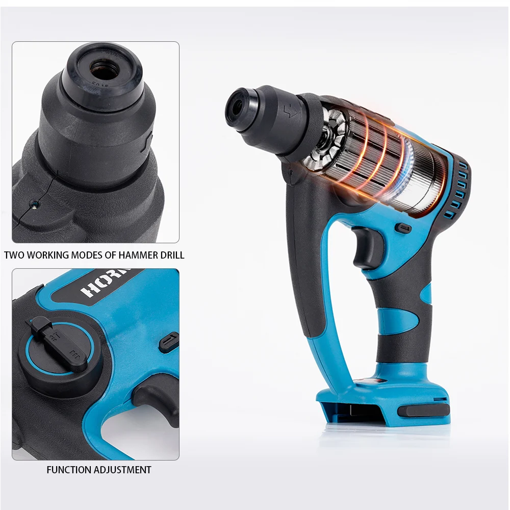 20V Brushless Electric Hammer 2in1 Cordless Rechargeable Electric Rotary Demolition Hammer Power Impact Drill For Makita Battery 2
