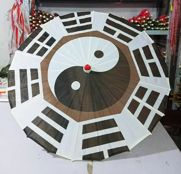 Tai Chi Bagua Silk Cloth Oil Paper Umbrella Handmade Twelve Zodiac Signs Dipper Seven Stars Yin Yang Fish Chinese Ancient nezha