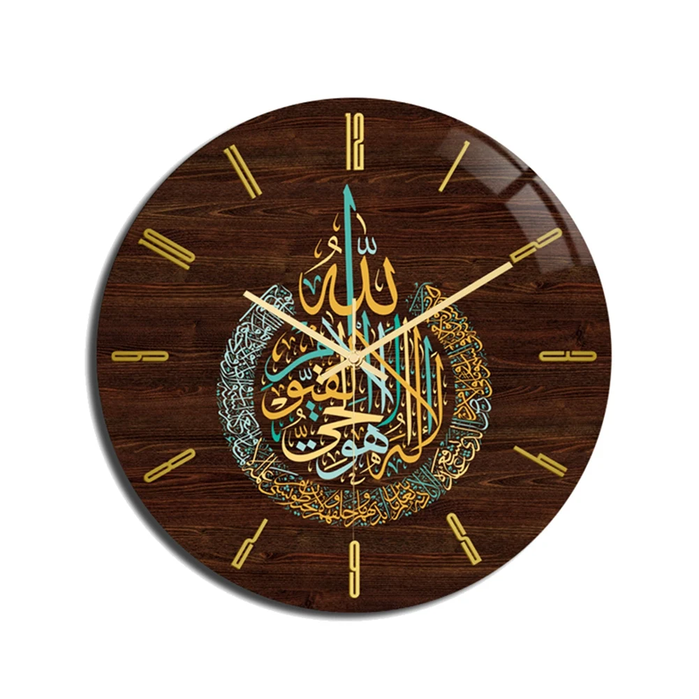 Orologio da soggiorno Eid musulmano su parete orologi rotondi Vintage in acrilico Decor Home Bedroom Art orologio facile da leggere