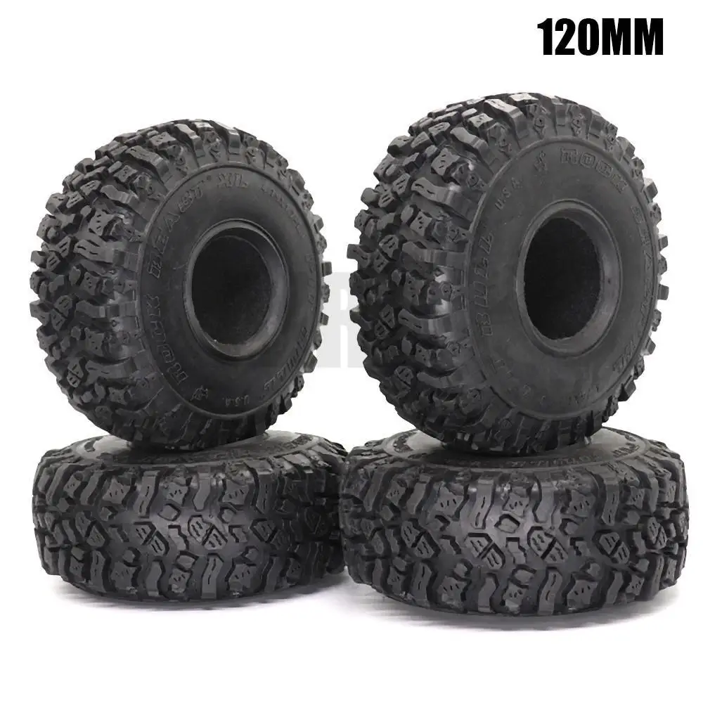1:10 RC 크롤러 차량용 고무 락 타이어 휠 타이어, 120mm, 1.9 인치, Axial SCX10 90046 AXI03007 TRX4 Redcat Gen8