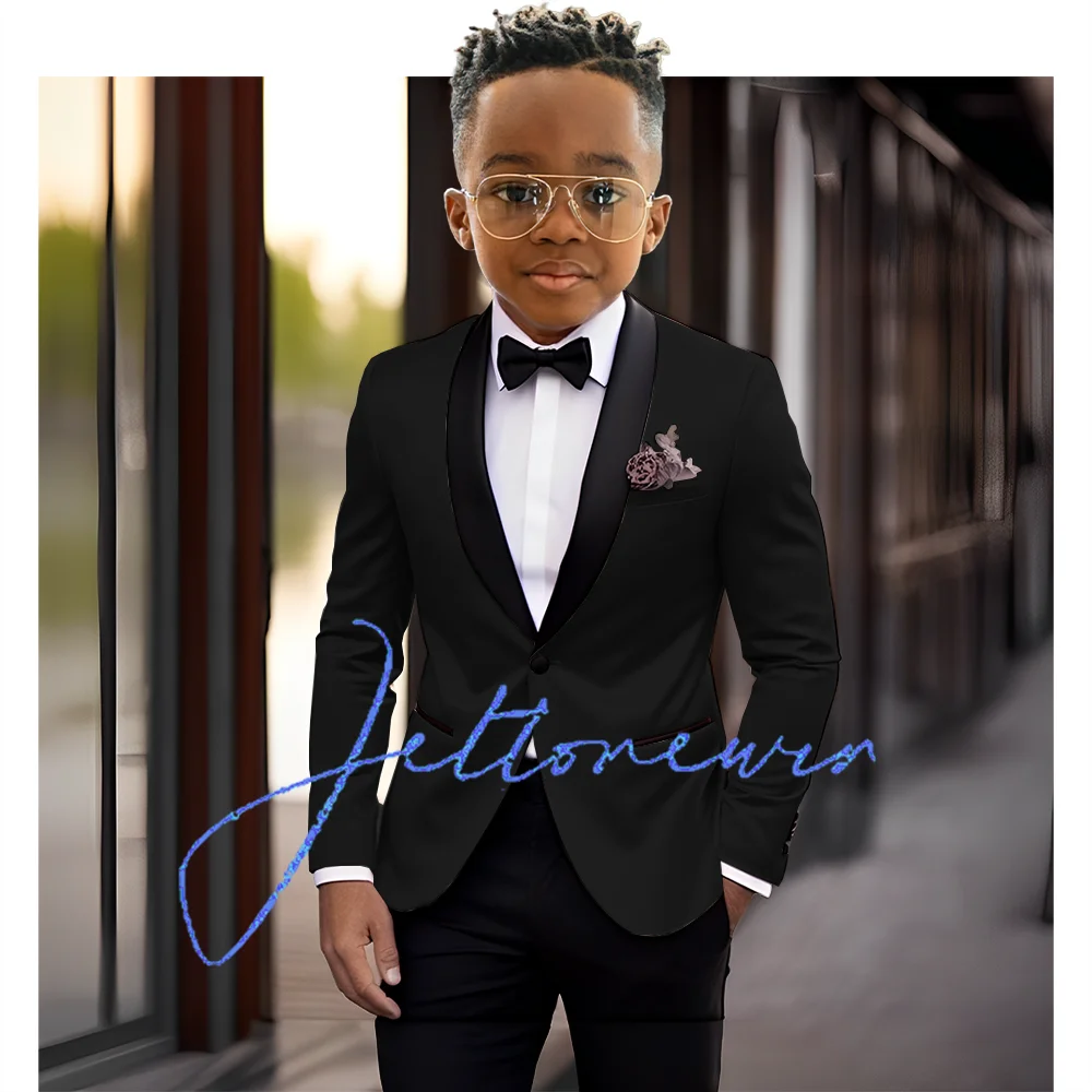 Boys Suit 2 Piece Set Wedding Tuxedo Kids Shawl Collar Jacket Pants Formal Blazer Fashion Clothes