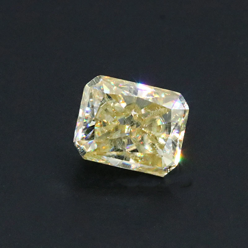 

1-3ct Radiant Cut Light Yellow Moissanite Loose Stones High Quality VVS1 Geometric Moissanite Diamond Bead with Gra Pass Tester