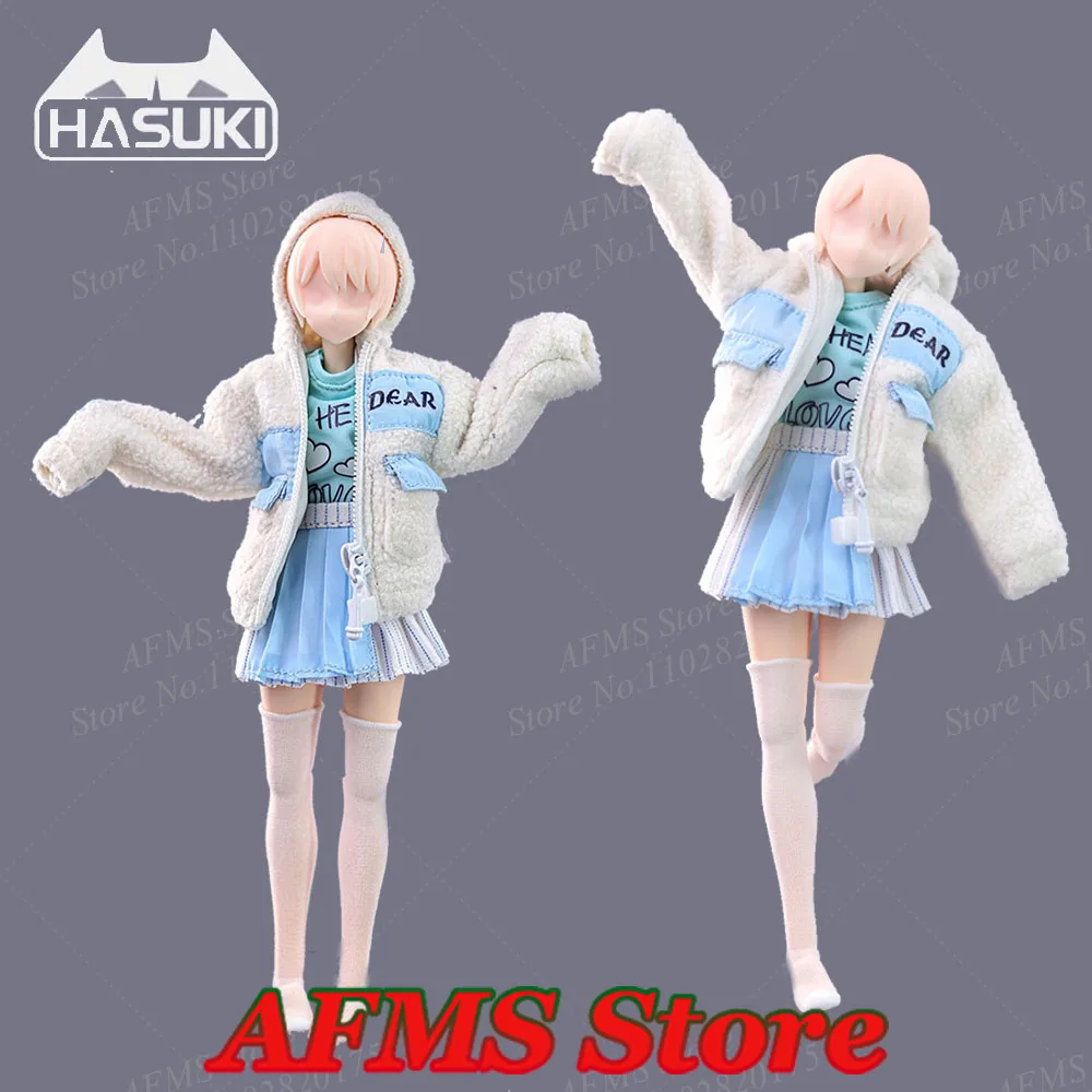 

Коллекционная Фигурка пальто HASUKI CS004 масштаб 1/12, милая куртка из овечьей шерсти, футболка с принтом, плиссированная юбка, подходит для 6 дюймов, Женский солдат