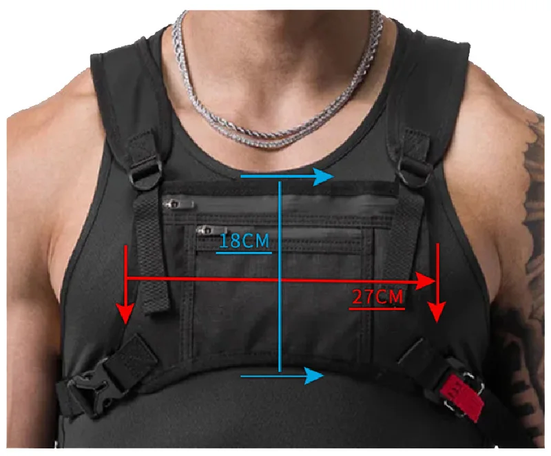Bolsa de pecho de almacenamiento deportiva para hombre, bolsa de aparejo de pecho de Color sólido, chaleco táctico, moch
