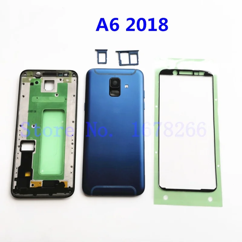 Voor Samsung Galaxy A6 A600 2018 Back Battery Cover Met Knop Deur A6 A600F Midden Frame volledige Behuizing Sticker - AliExpress Mobiele telefoons & telecommunicatie