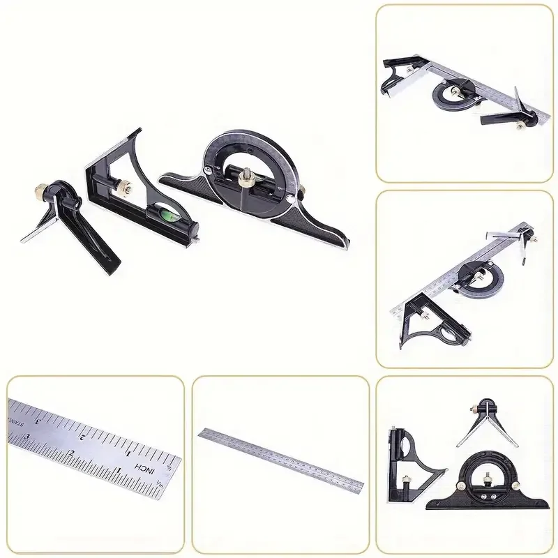 3 In 1 300mm Adjustable Measuring Ruler Multi Combination Square Angle Finder Protractor Tools 3 In 1 300mm Adjustable Measuring 6