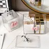 European Rabbit Bow Jewelry Box Clear Lipstick Cotton Sabs Jar Desktop Trinket Storage Box Living Room Fruit Snack Jar with Lid 4