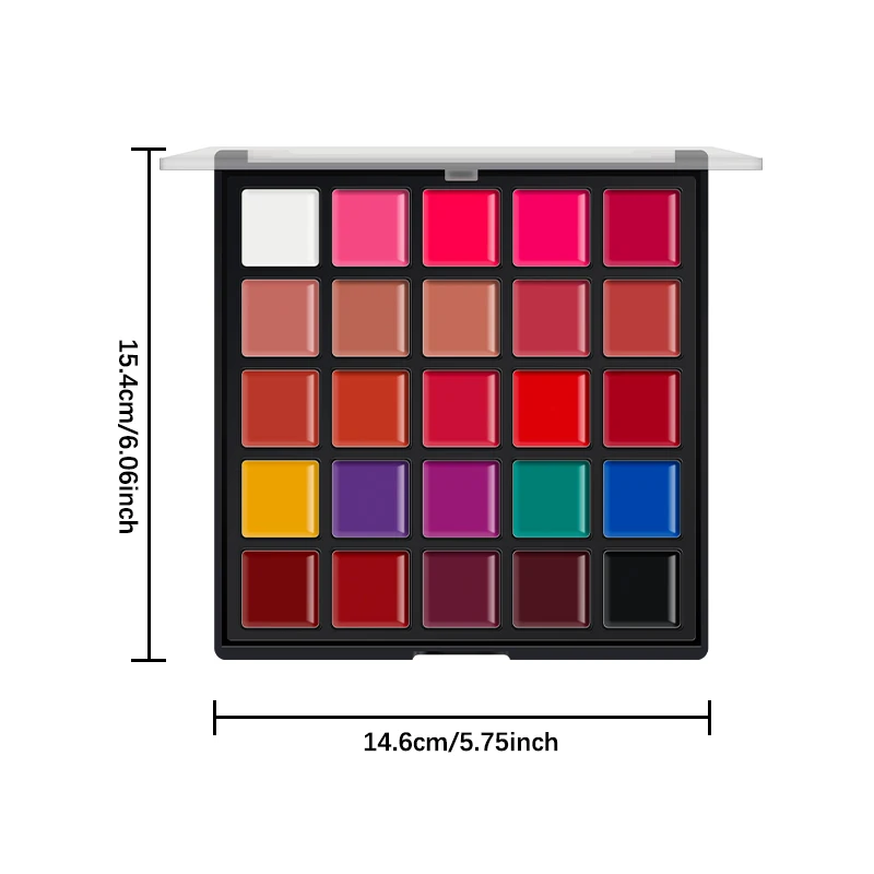 25-Color Matte Lip Palette – Highly Pigmented, Smooth & Blendable, 2-in-1 for Lips & Cheeks, Compact Makeup Palette, Long-Wear