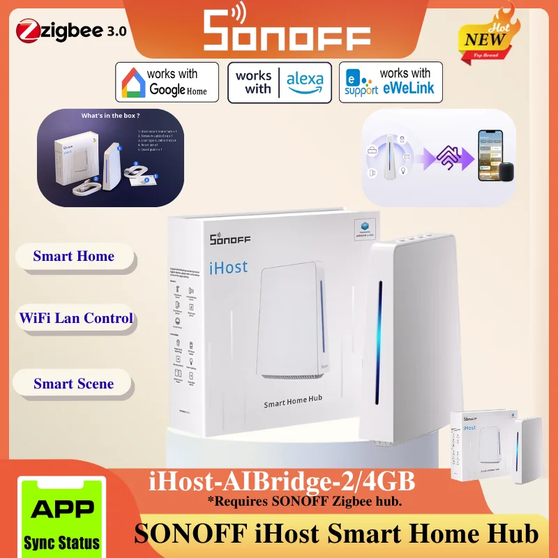 SONOFF iHostAIBridge2GB 4GB 지그비 게이트웨이 스마트 홈 허브 게이트웨이 WiFi LAN 제어 지원 오픈 API 데이터 저장