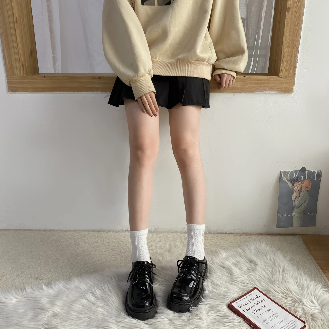 Mary Jane Shoes Uniform Leather Shoes Female British Japanese Retro Platform Low Heel