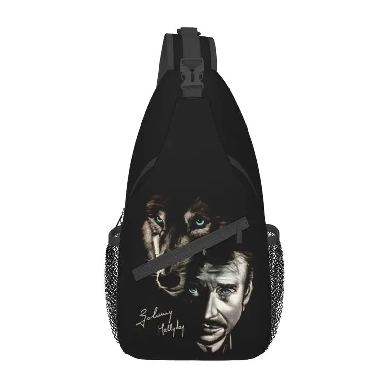 

Cool Johnny Hallyday And Sling Bag for Traveling Men's France Singer Rock Star Crossbody Chest Backpack Shoulder Daypack
