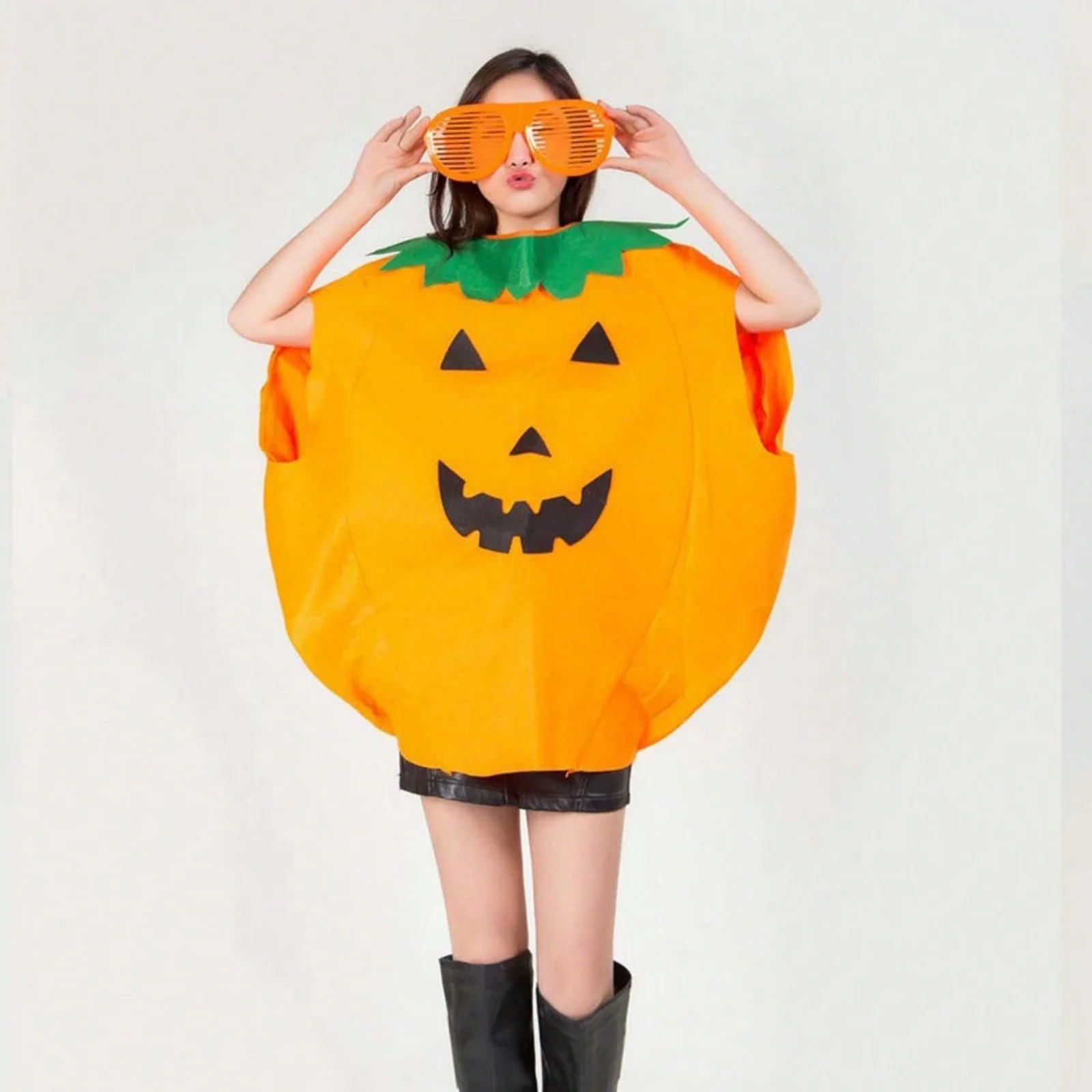 3PCS Women's Pumpkin Halloween Costume Set:Cute Orange Outfit With Hat, Cosplay Attire For Party, Carnival, Holiday Role-Playing