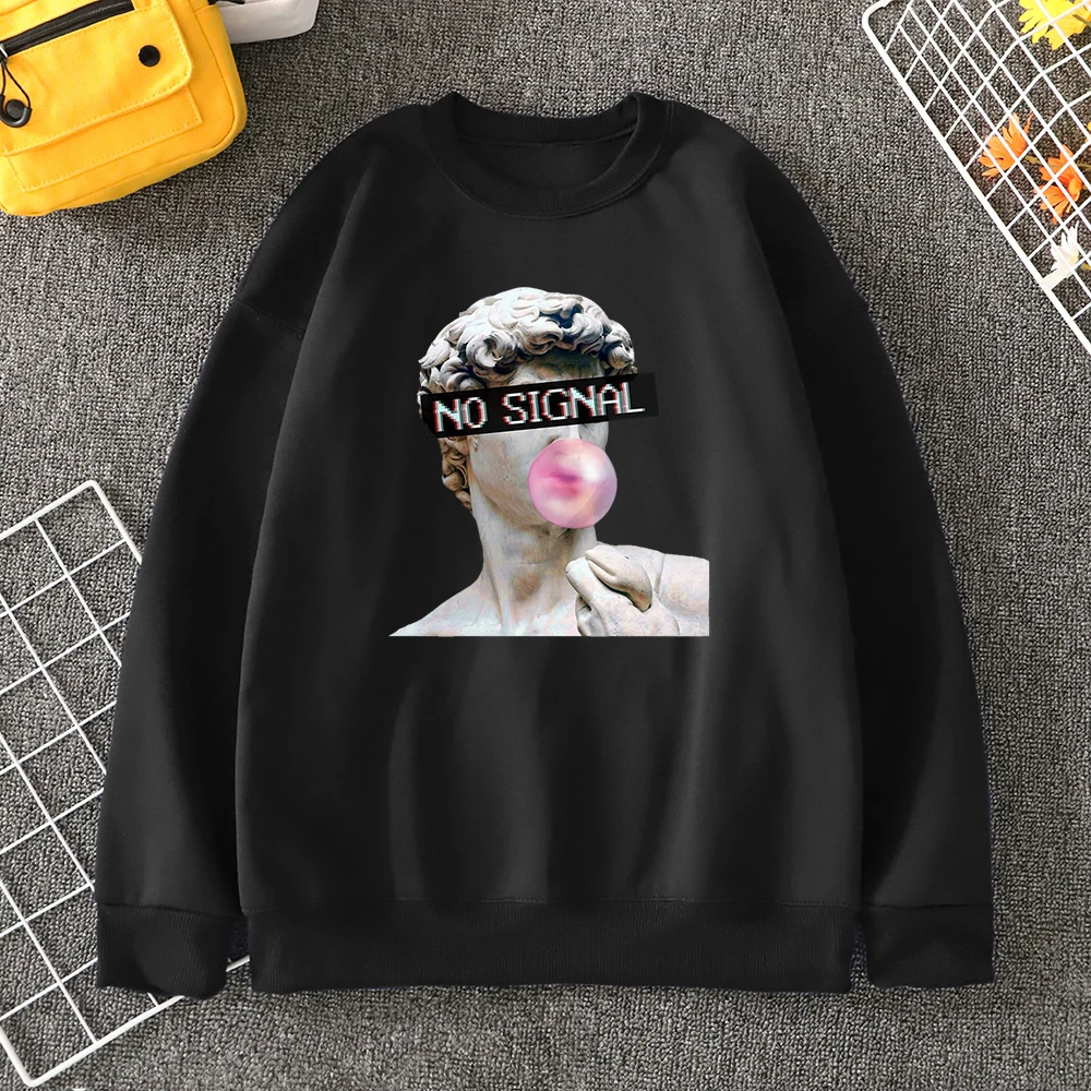 

Statue Of David Bubble Gum Popping Man'S Hooded Simple Soft Sweatshirts Casual Oversize Outerwear Street Crewneck Male Clothing