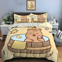 3D Cute Cartoon Capybara Print Bedding Set Duvet Cover 1 Duvet Cover 2 Pillowcases Adult and Children Bedding Set Luxury Gifts 1