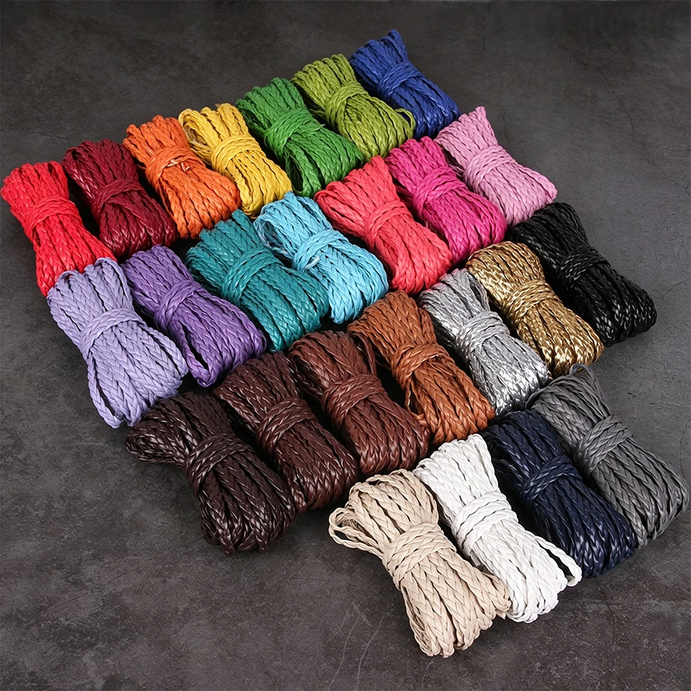 5 Meter bunte PU-Lederarmband-Accessoires, 5 mm flache Lederschnur, Seil für DIY-Halsketten- und Armbandherstellung