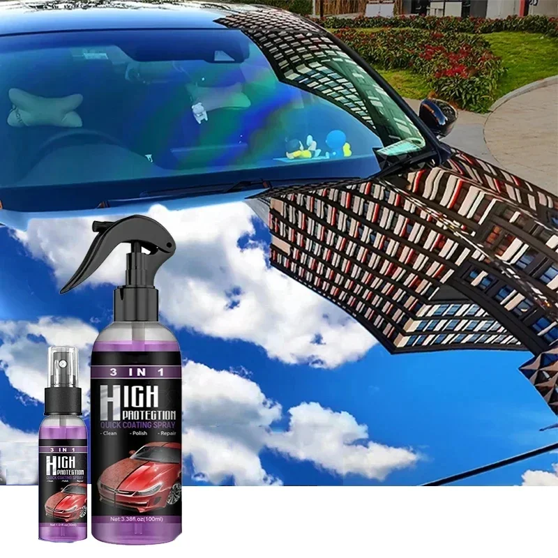 Spray Revêtement Céramique Hydrophobe Pour Voiture - Protection Brillante Anti-rayures, Pour Carrosserie, Vitres, Phares