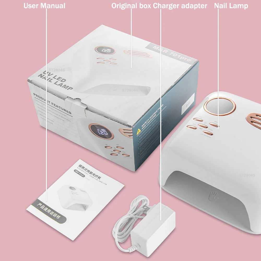 Wireless UV Led Nail Lamp 72W Fast Nail Dryer UV Curing Lamp Cordless Rechargable Nail Drying Lamp for All Gel Nail Polish Alar 6