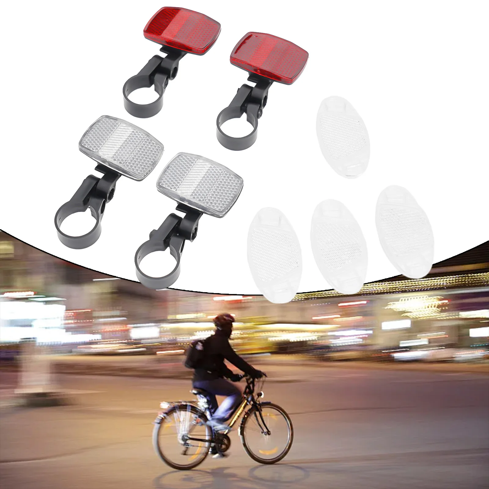 

New Bicycle Front Rear Spokes Reflector Set Bike Warning Reflectors With Brackets Night Cycling Safety Warning Accessories
