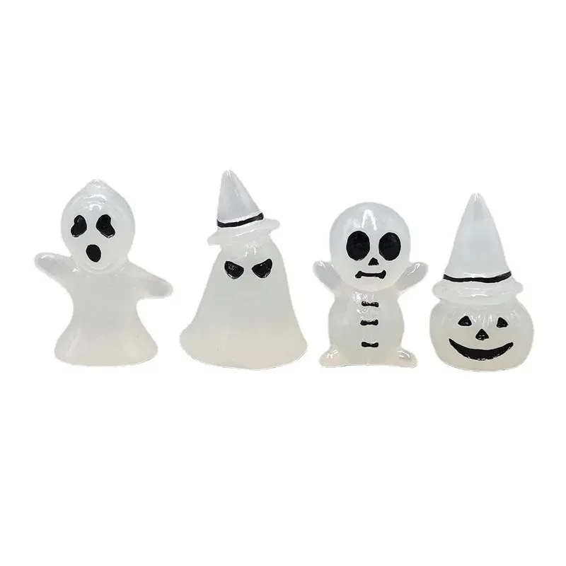 Glow Resin Halloween Car Accessories Ghost Skull Pumpkin Party Cartoon Props Car Center Console Decorations Micro Landscape Gift