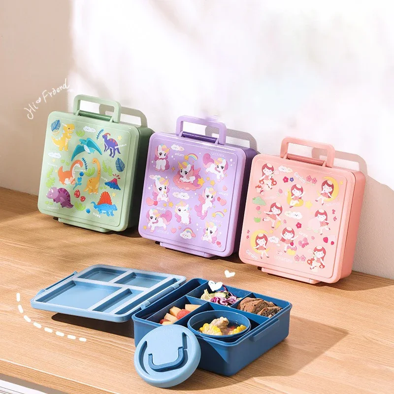 Food Grade PP Cartoon Fruit Bento Box for Kids and Office Workers