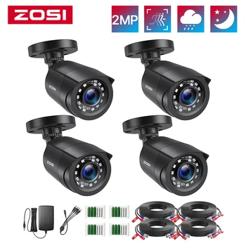 ZOSI 1080P 4 Pack HD TVI Security Cameras Outdoor Indoor Weatherproof Bullet Surveillance Camera for Analog CCTV DVR System 1