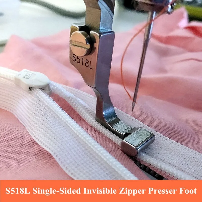 Sewing Machine Accessory S518L/T168 Random Industrial Sewing Machine Lockstitch Flat Steel Single-Sided Invisible Zipper Presser Foot Sewing Accessories