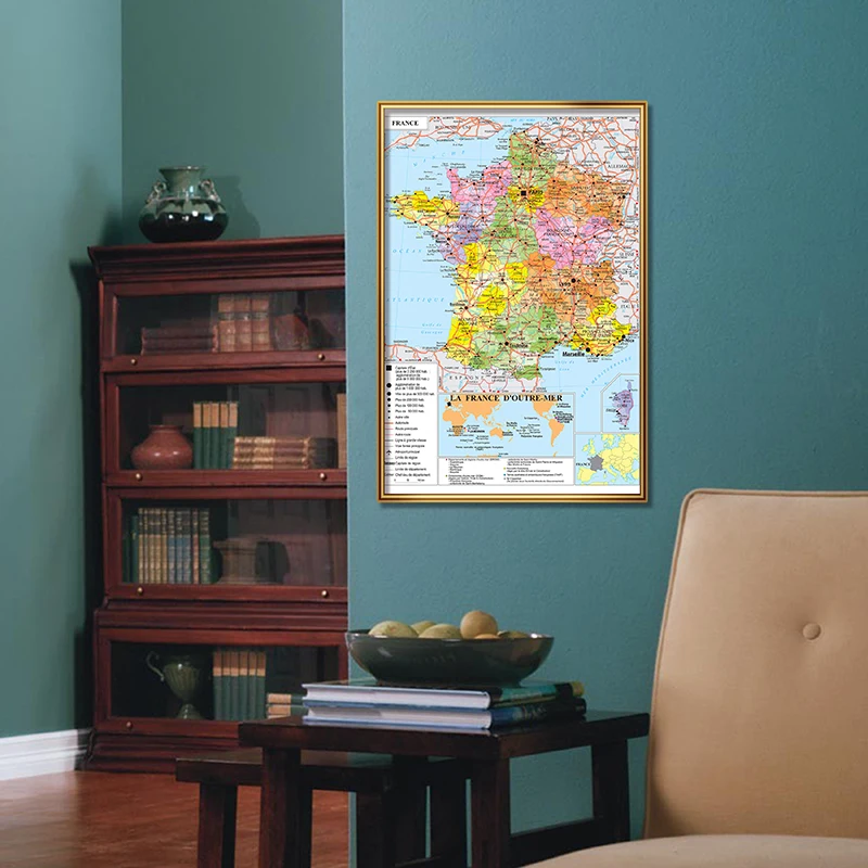 A2 42x59cm French Language Traffic Map of France Poster Large Art Wall Decor School Classroom Wall Decoration Supplies