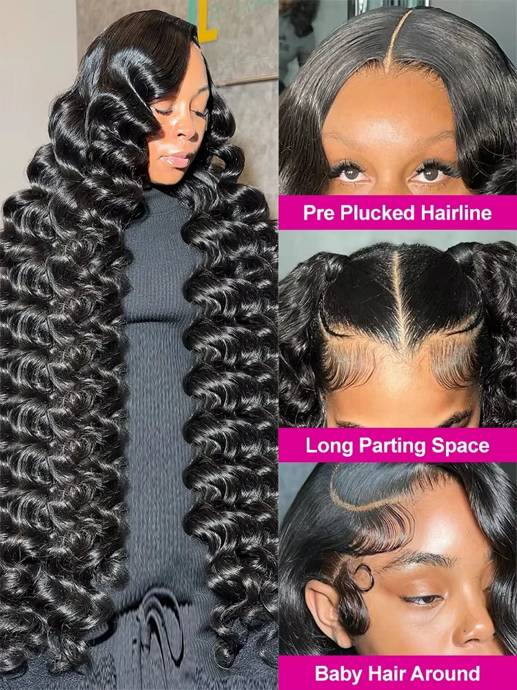 200 Density Loose Wave 13x6 Lace Front Human Hair Wig 30 40Inch Loose Deep Wave 13x4 HD Lace Frontal Wig Curly Wigs For Women