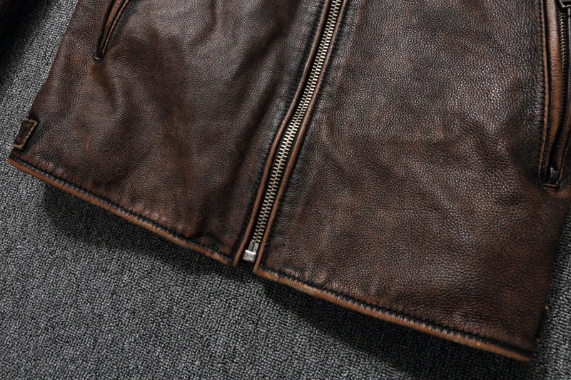 2023 New Leather Jacket Top Layer 100% Cowhide Leather Clothes Men's Stand Collar Motorcycle Clothes Autumn Winter Plus Size