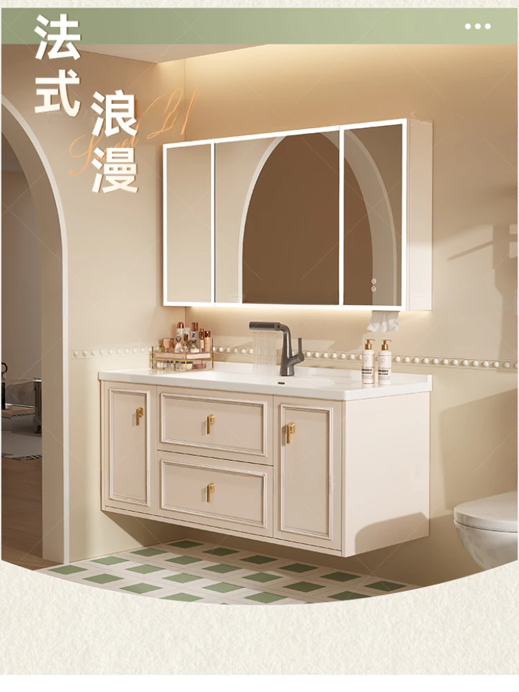 *Cream air type bathroom cabinet ceramic integrated basin bathroom cabinet toilet wash basin combination