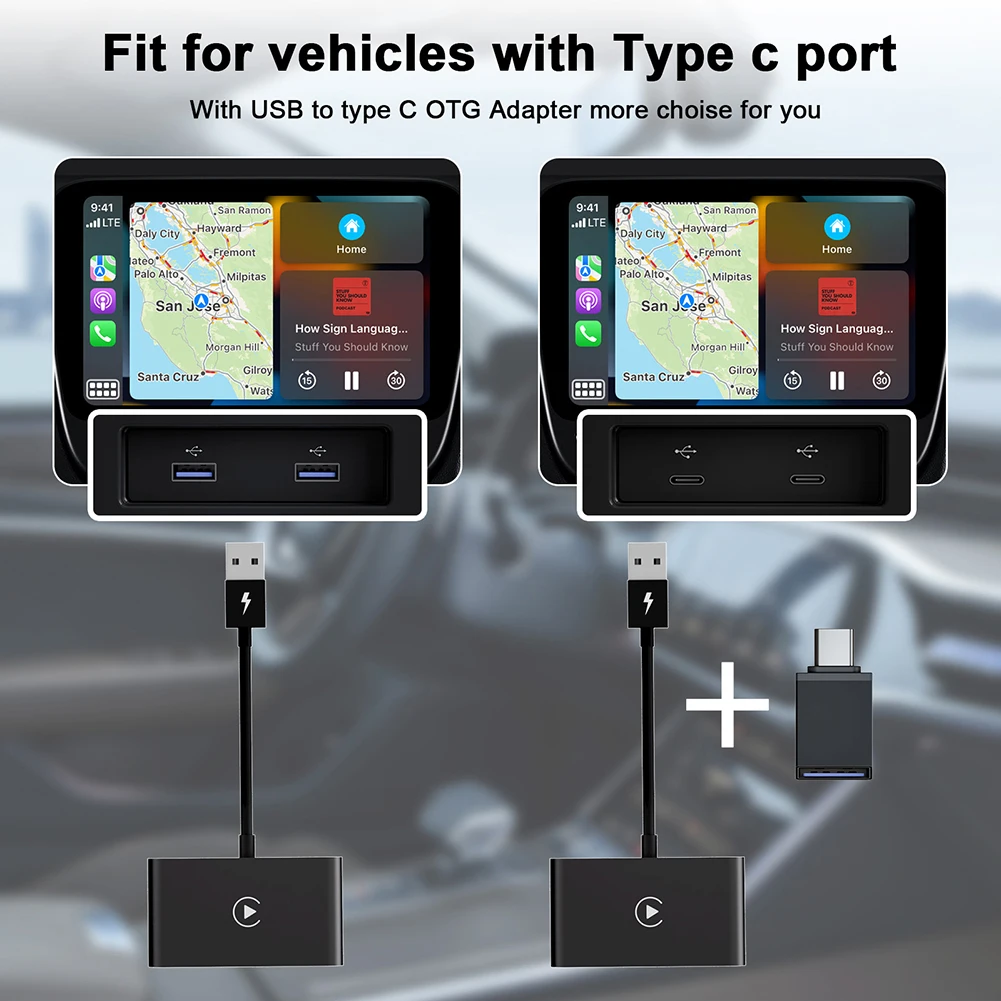 Adaptador Carplay inalámbrico con cable para Iphone, Dongle Carplay  inalámbrico yeacher
