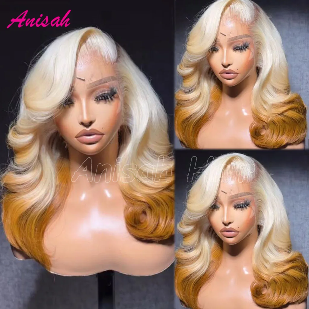 

Brazilian Remy Virgin Human Hair Ombre Colored Ash Blonde Lace Front Wig Short Bob 13x4 Lace Frontal Human Hair Wigs Preplucked