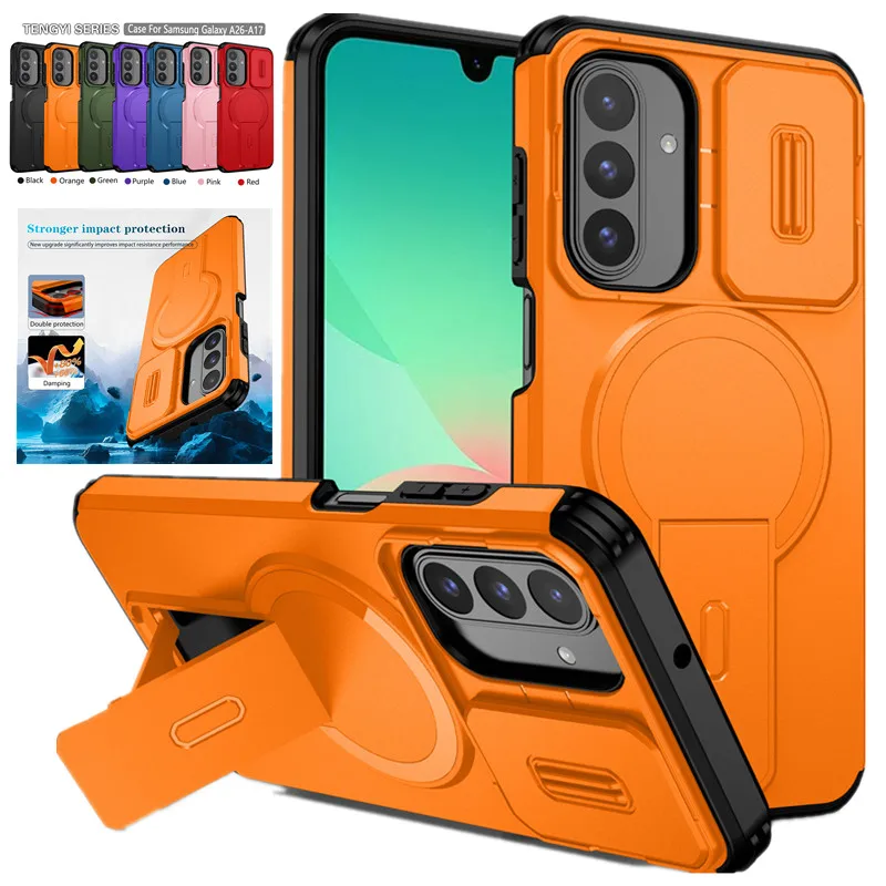 Armor Shockproof Magnetic Wireless Charging Case with Foldable Stand