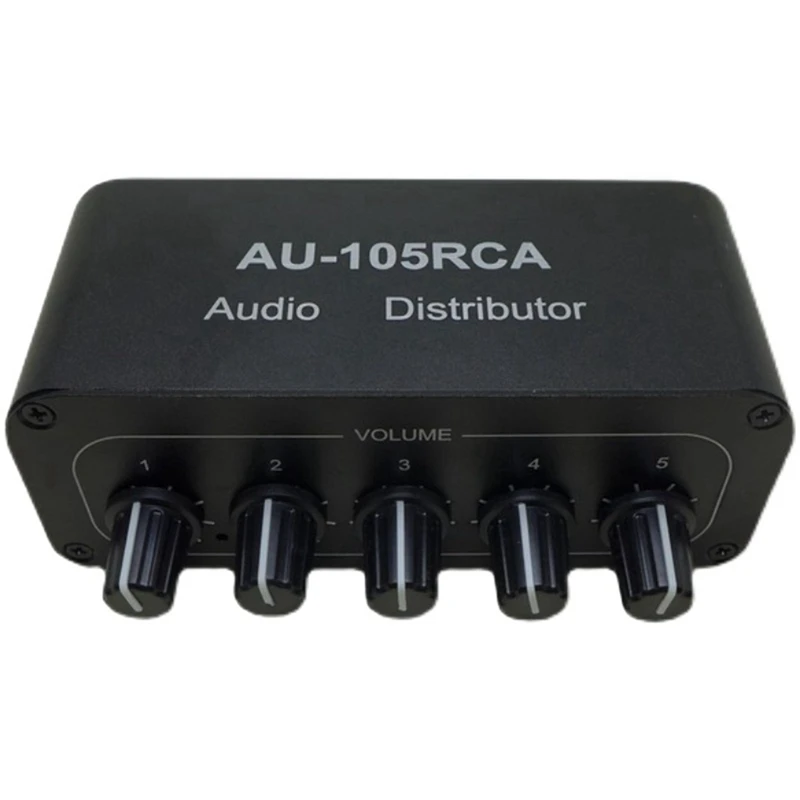 

1 To 5 Hifi Stereo RCA Audio Splitter / Selector Tone Controller RCA Audio Mini Distributor Portable Audio Switcher Box US Plug