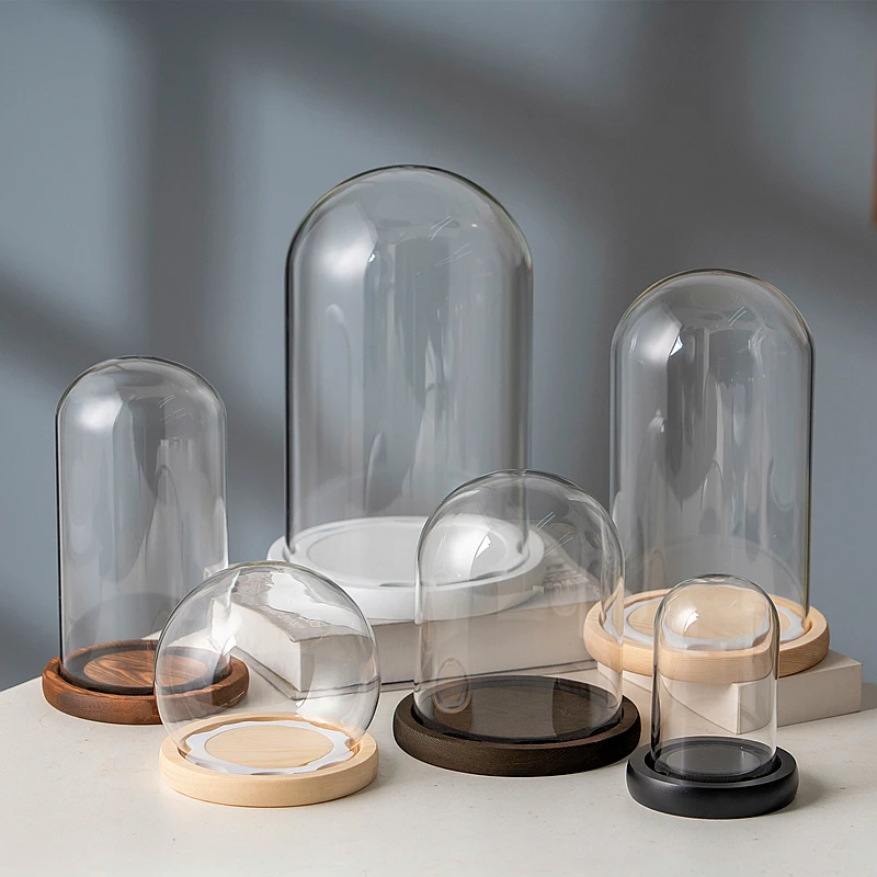 Diameter=9cm Different Height 9*12cm 9*15cm 9*18cm 9*20cm 9*22cm 9*25cm Cylinder Glass Dome EVA Log Base Cover DIY Gift Wedding 5