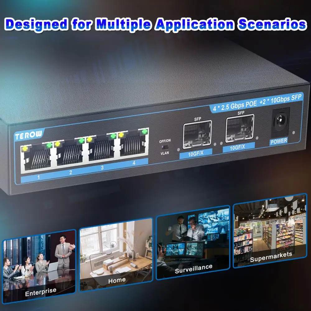 Terow-switch de Rede Gigabit Poe Switch Ethernet 2.5g 10g Port 2.5gbps Poe Mais Port 10gbps Suporte Sfp Vlan - Imagem 2