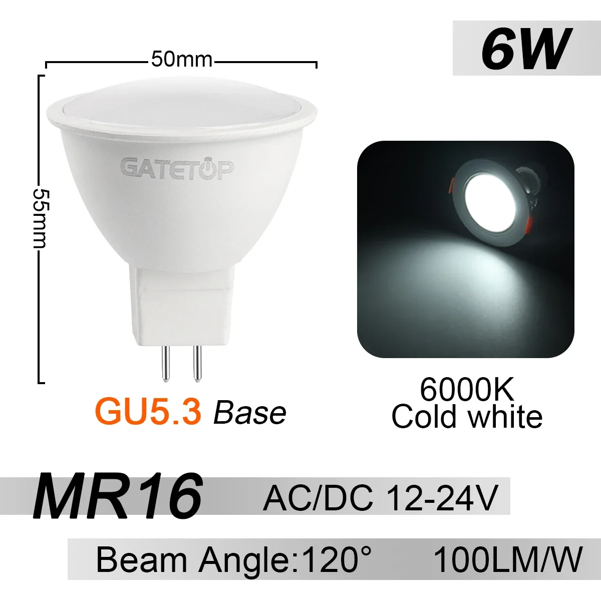 6W 120D 6000K