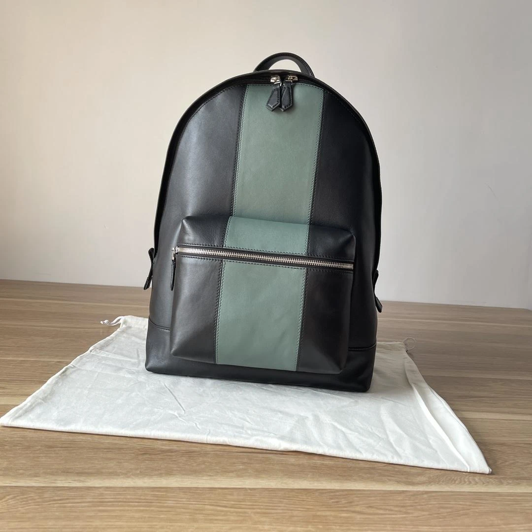 

Роскошный зеленый рюкзак в стиле, Мужская Повседневная деловая сумка через плечо, кожаный высококачественный школьный мужской рюкзак