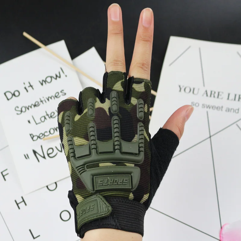 Children's Cycling Tactical Gloves Kids Exercise Half-Finger Protective Gloves Boys Girl Bicycle Camping Anti-slip Sports Gloves 5